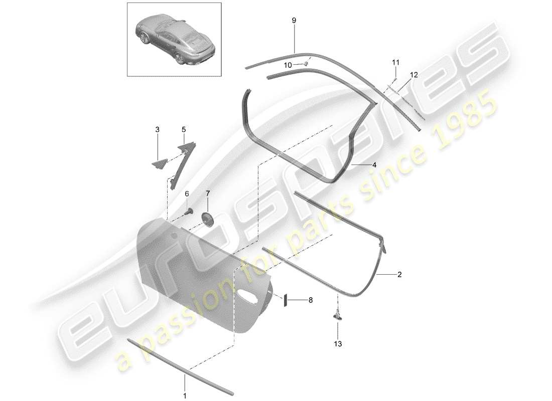 porsche 2014 (991-1 turbo) door seal and trim d - mj 2017>> part diagram