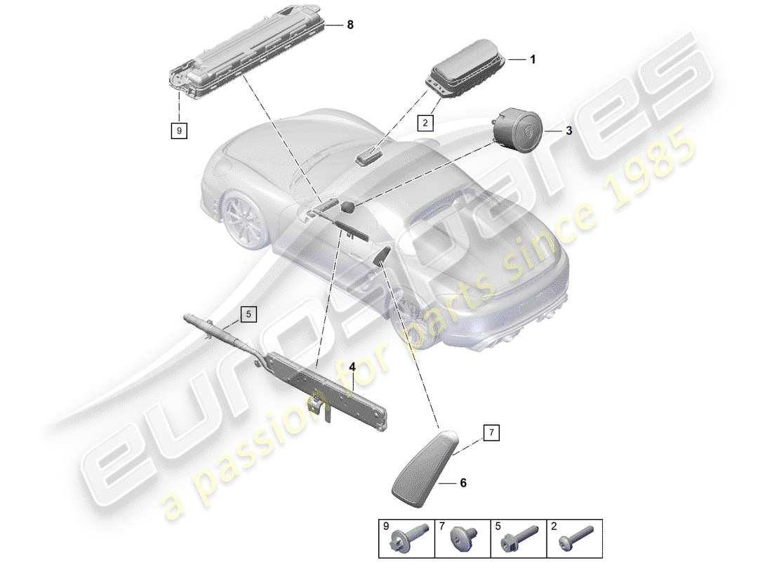 porsche 2020 (718 boxster spyder) airbag parts diagram