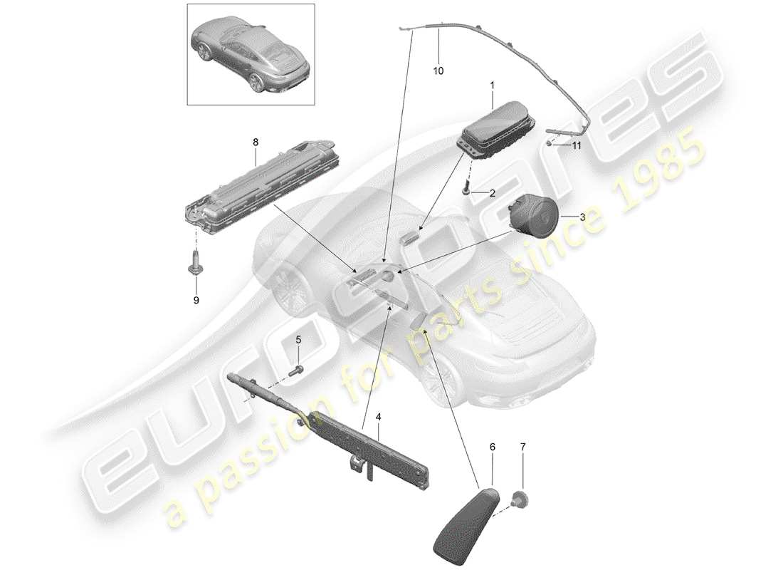 porsche 2016 (991-1 turbo) airbag d >>- mj 2016 part diagram