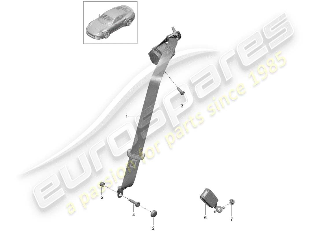porsche 2016 (991-1 turbo) three-point safety belt rear d >>- mj 2014 part diagram