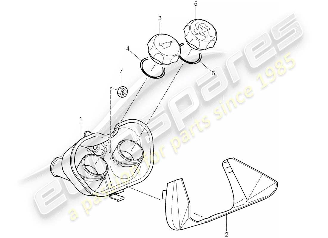porsche 2008 (987 cayman) coolant cooling system 4 fuel filler neck part diagram