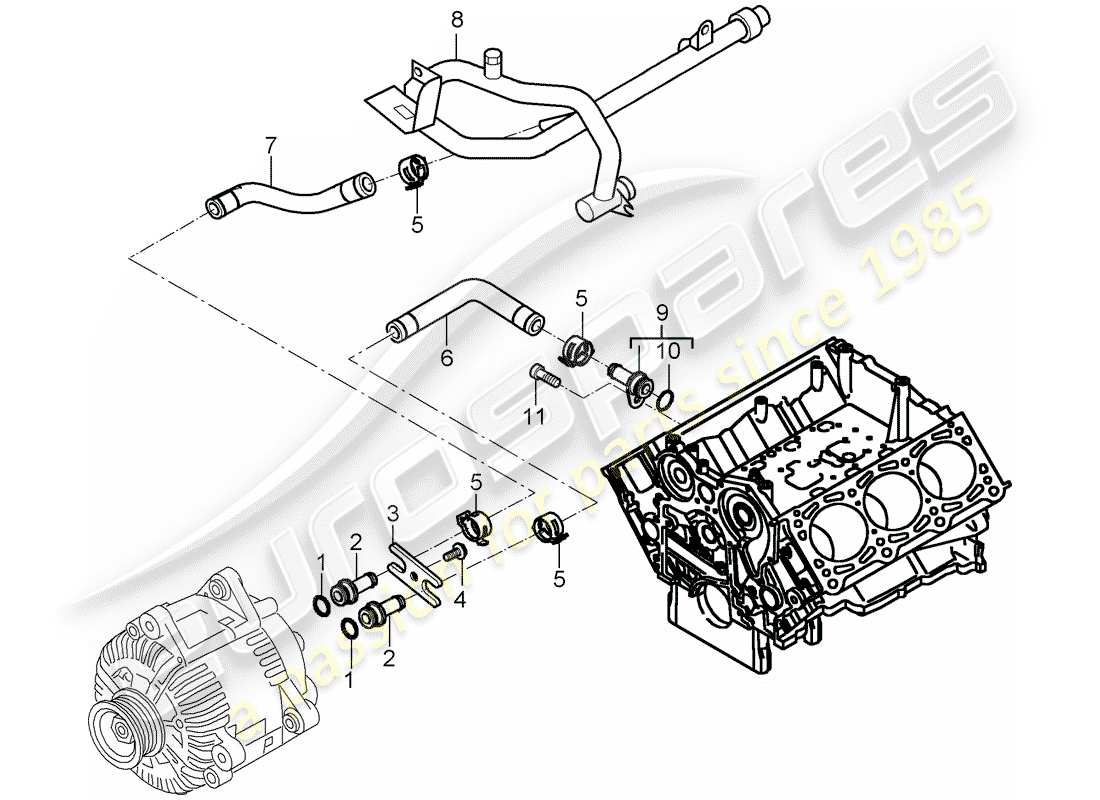 porsche 2008 (cayenne e1 9pa) coolant cooling system 2 part diagram