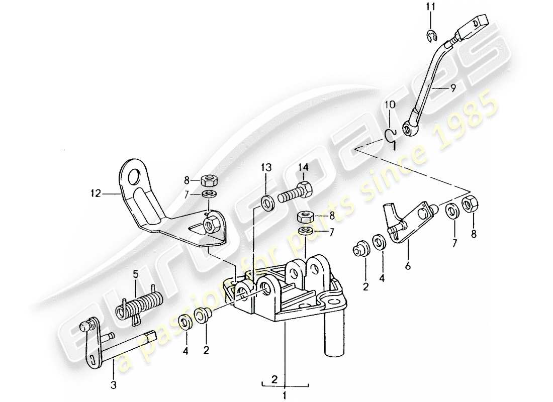 porsche 1993 (964) bracket - throttle linkage parts diagram