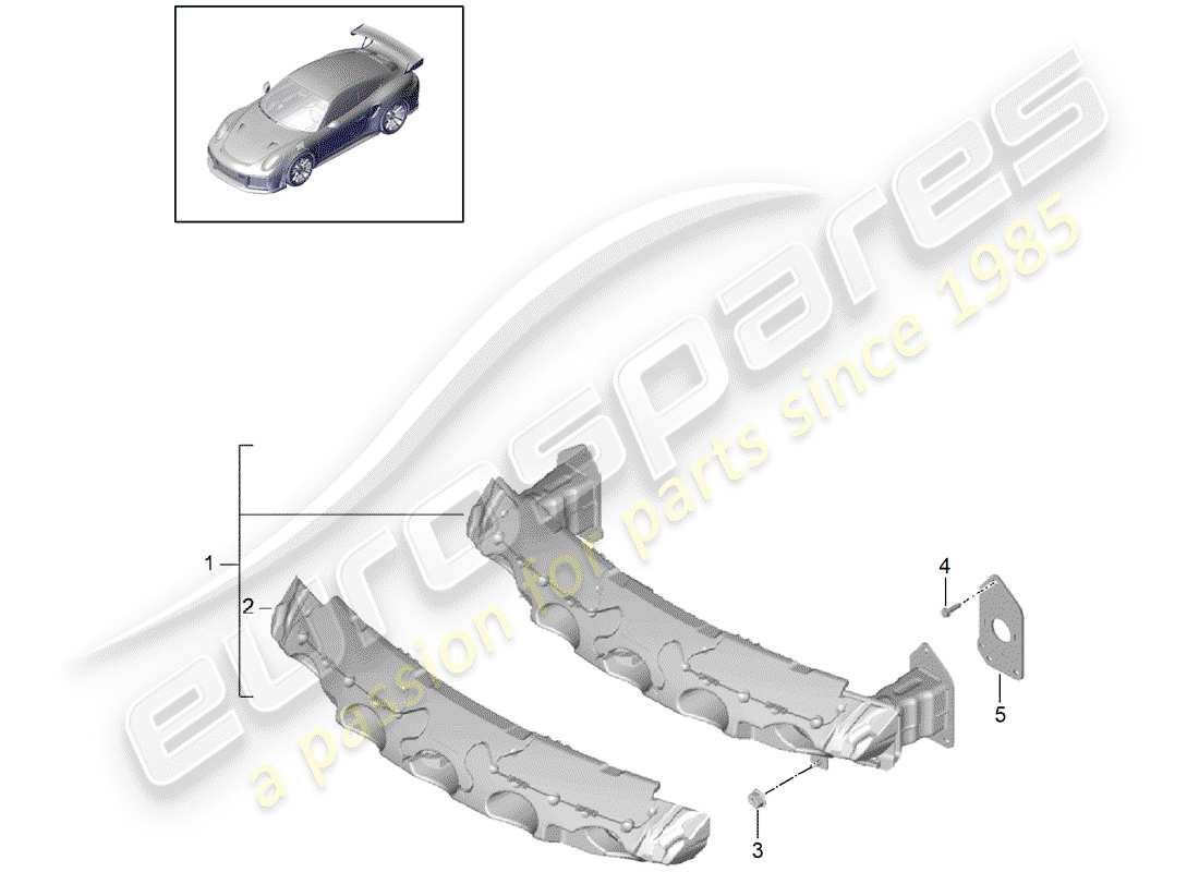 porsche 2016 (991-1 turbo) bumper carrier front body gt2 rs part diagram