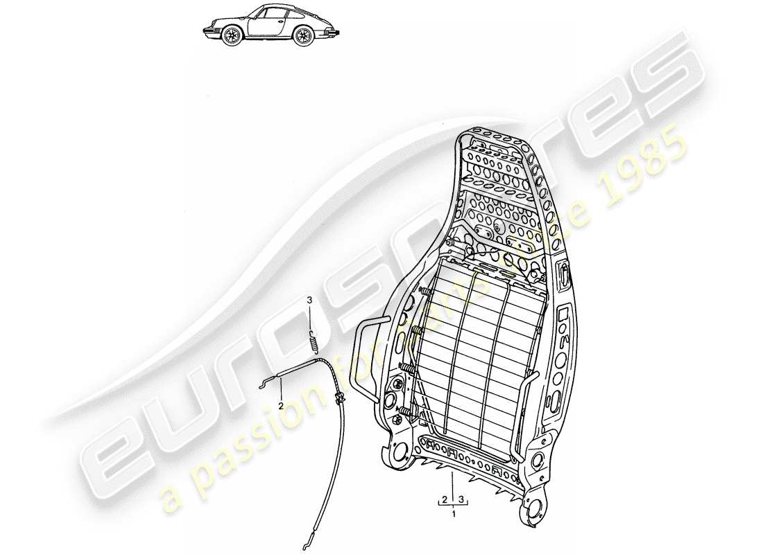 porsche seat 944/968/911/928 (1985) backrest frame - sports seat - d - mj 1987>> - mj 1989 parts diagram