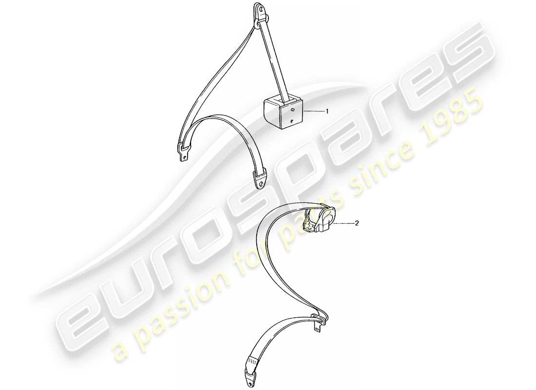 porsche 1988 (tequipment) seat belt parts diagram