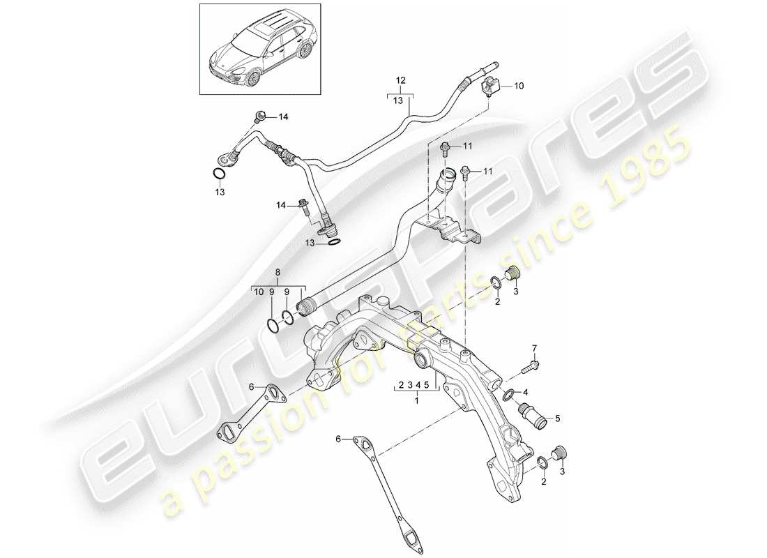 porsche 2018 (cayenne e2 92a) coolant cooling system 1 part diagram