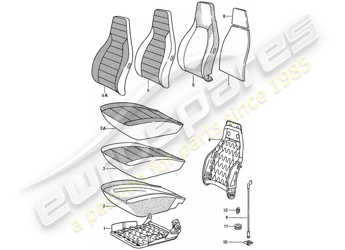 porsche 1980 (928) front seat - single parts - d - mj 1980>> parts diagram