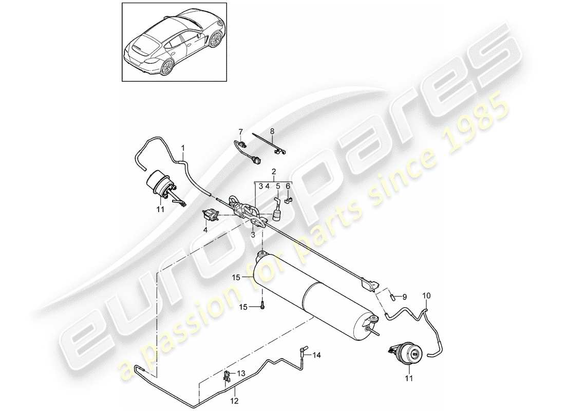 porsche 2010 (panamera 970) exhaust system control line part diagram