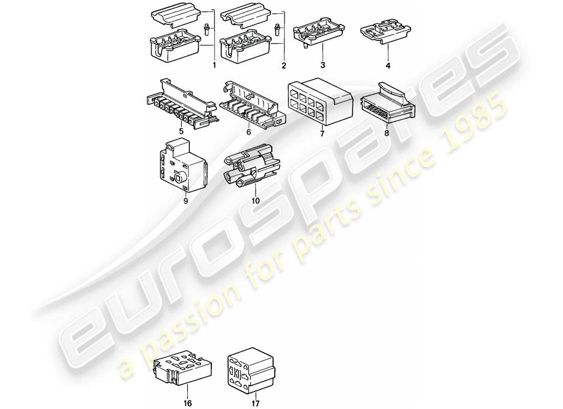 porsche 1986 (944) connector housing - 8-pole - 9-pole part diagram