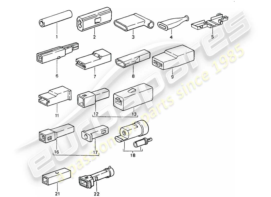 porsche 1991 (964) butt connector - connector housing - single pole parts diagram