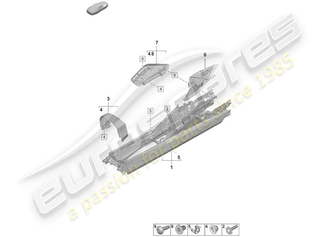 porsche 2020 (992-1) centre console parts diagram