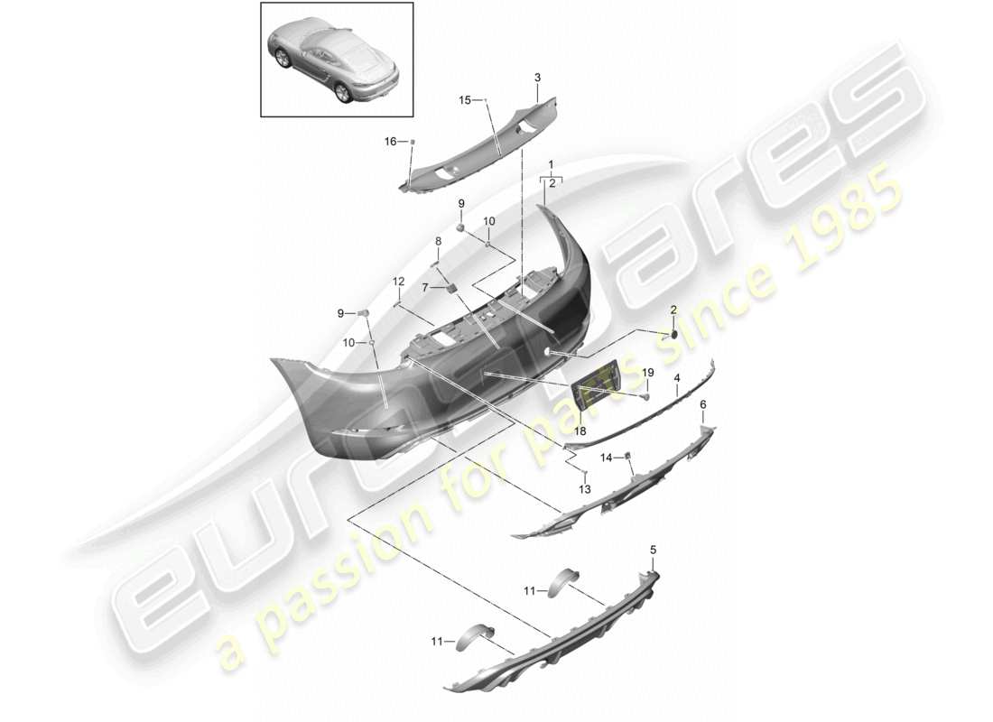 porsche 2017 (718 cayman) bumper front gts 4.0 part diagram