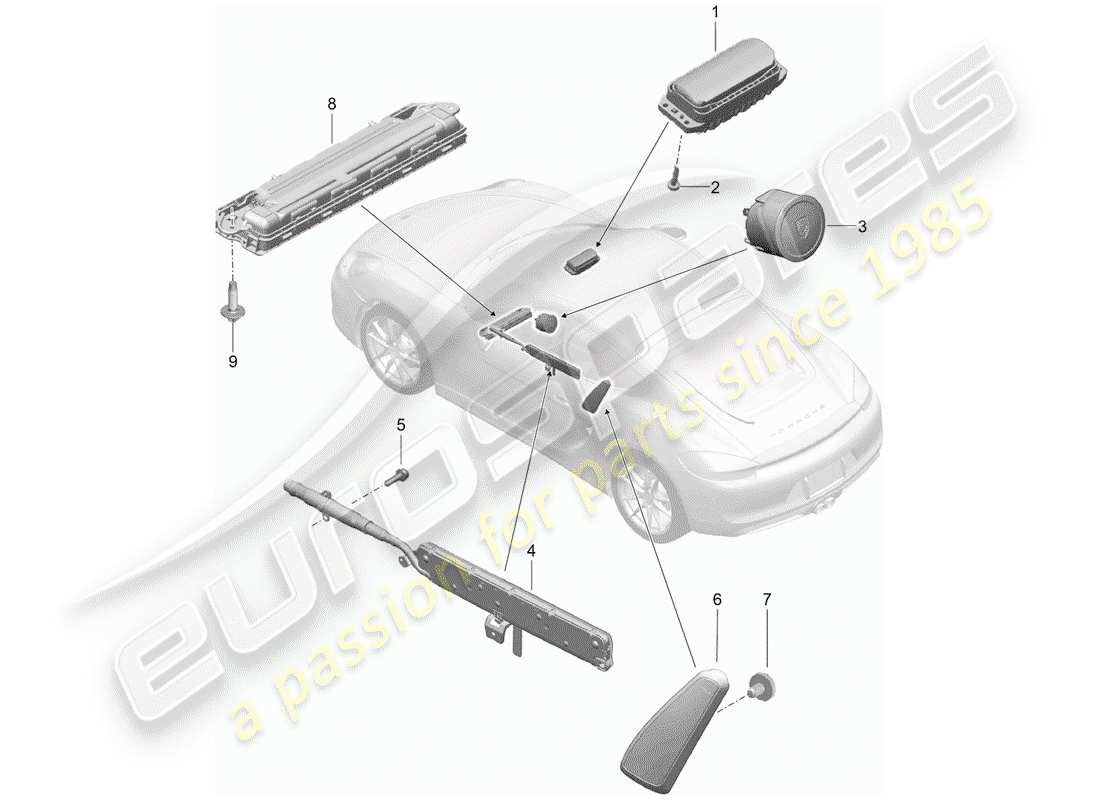 porsche 2015 (981 cayman) airbag part diagram