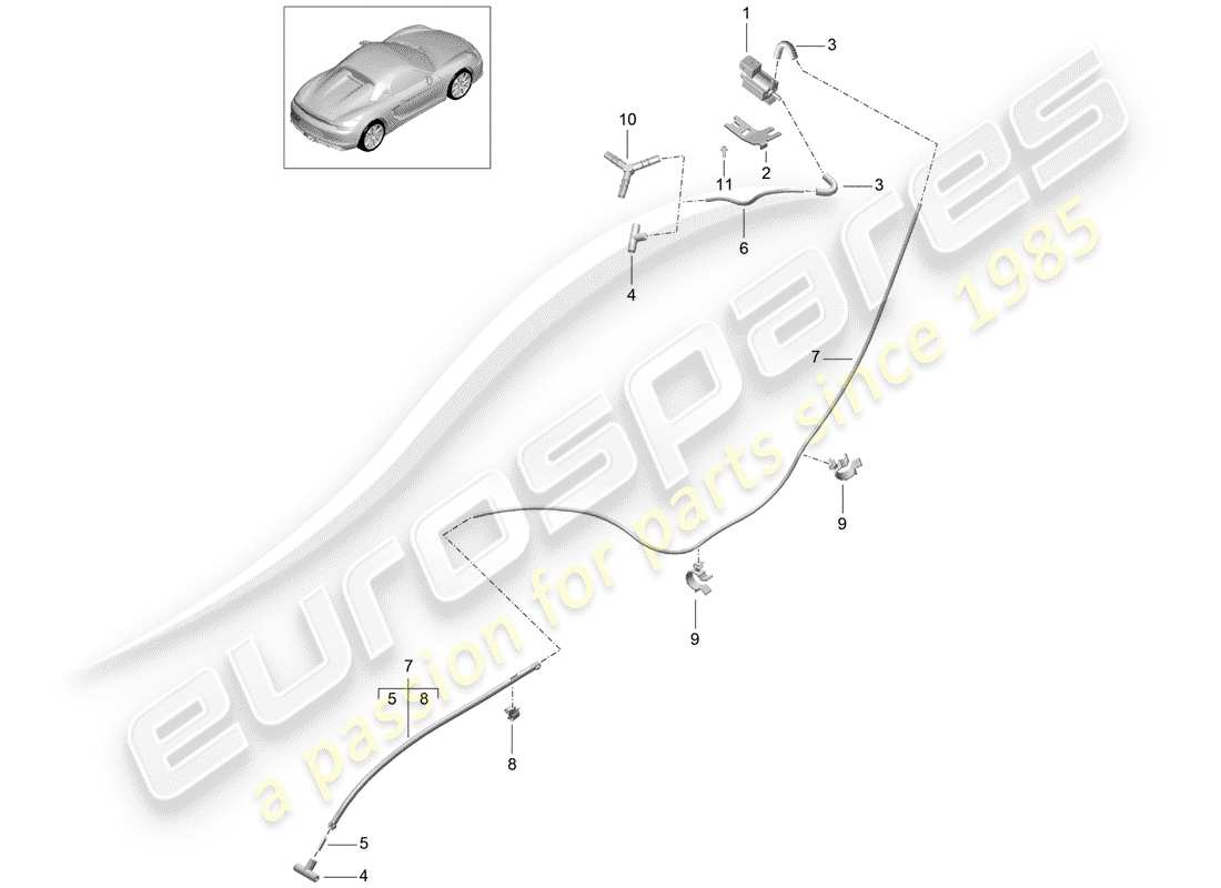 porsche 2016 (981 boxster spyder) exhaust system vacuum line parts diagram