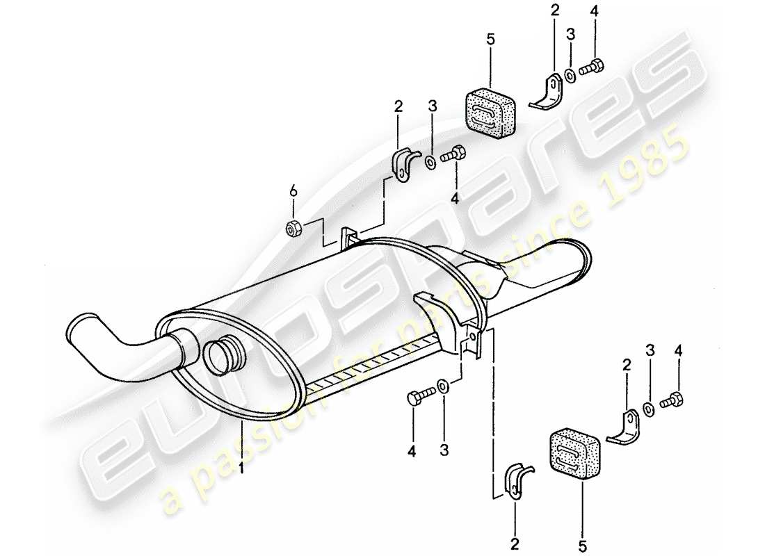 porsche 1987 (928) exhaust system - muffler - exhaust parts diagram