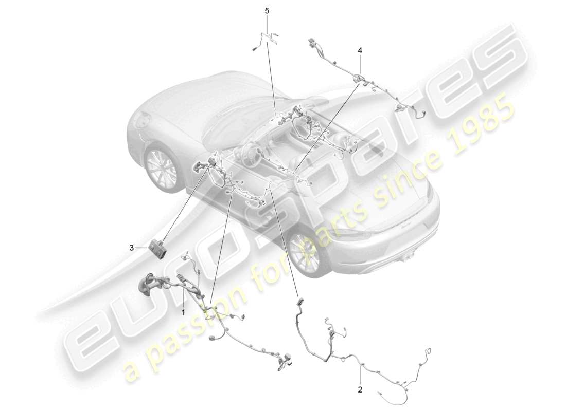 porsche 2017 (718 boxster) wiring looms doors centre console control unit doors convertible top control parts diagram
