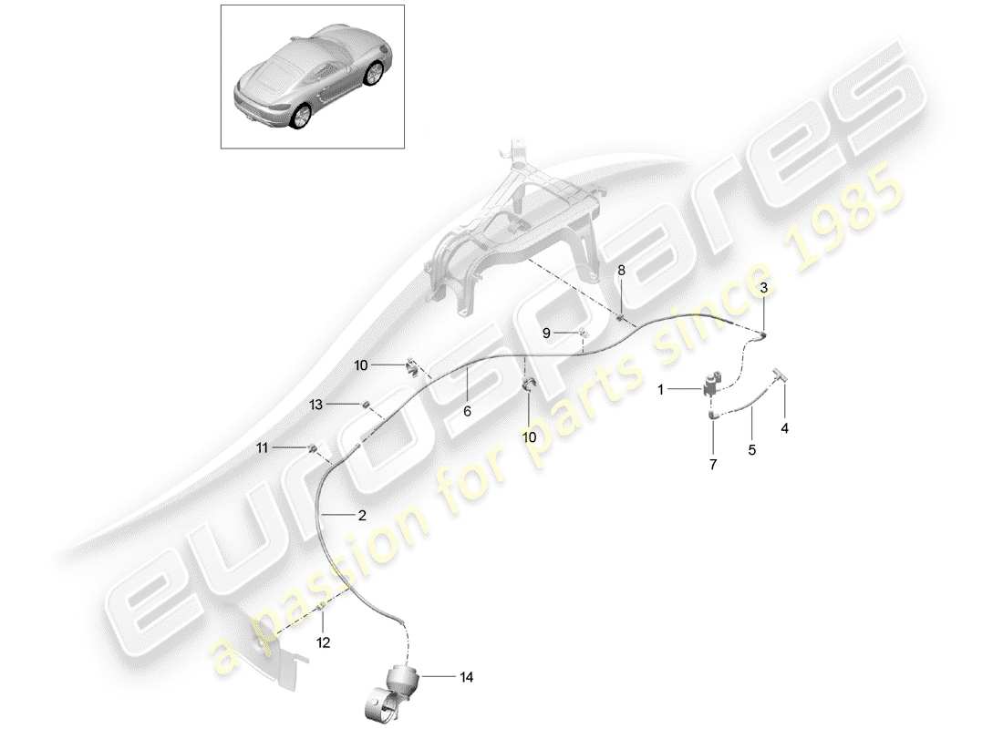 porsche 2020 (718 cayman) exhaust system sport exhaust flap control unit part diagram