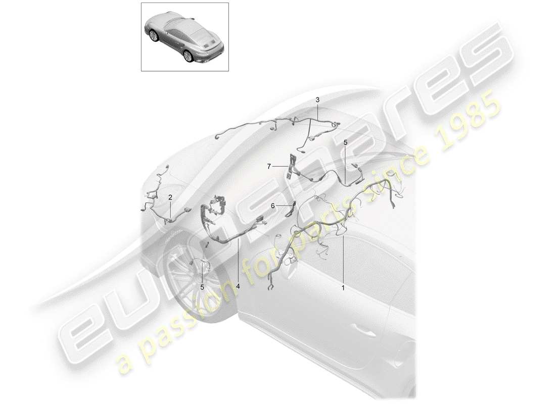 porsche 2015 (991-1 turbo) wiring looms front dashboard trim cover steering front axle d - mj 2017>> part diagram