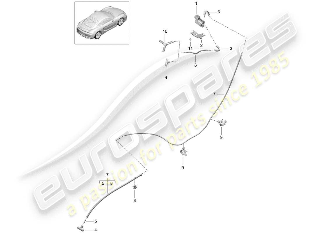 porsche 2016 (981 cayman gt4) exhaust system vacuum line part diagram