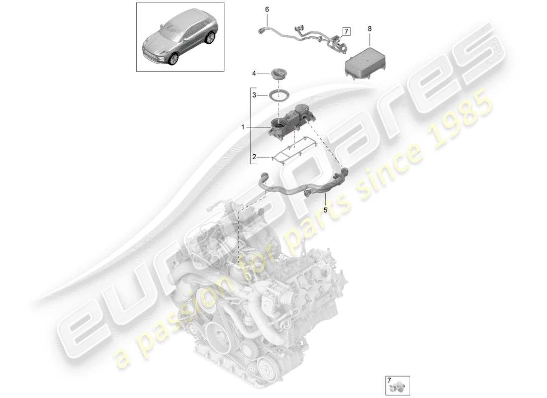 porsche 2019 (macan) ventilation for cylinder block oil separator part diagram