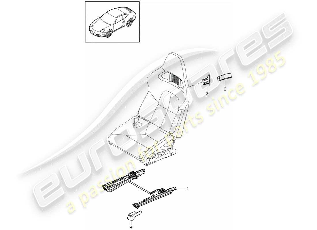 porsche 2012 (997-2) seat parts diagram