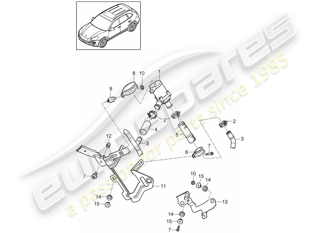 porsche 2017 (cayenne e2 92a) heater china pump intake manifold part diagram