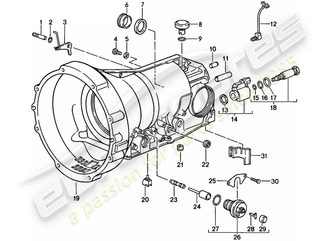 porsche 1986 (928) automatic transmission - transmission case - accessories part diagram