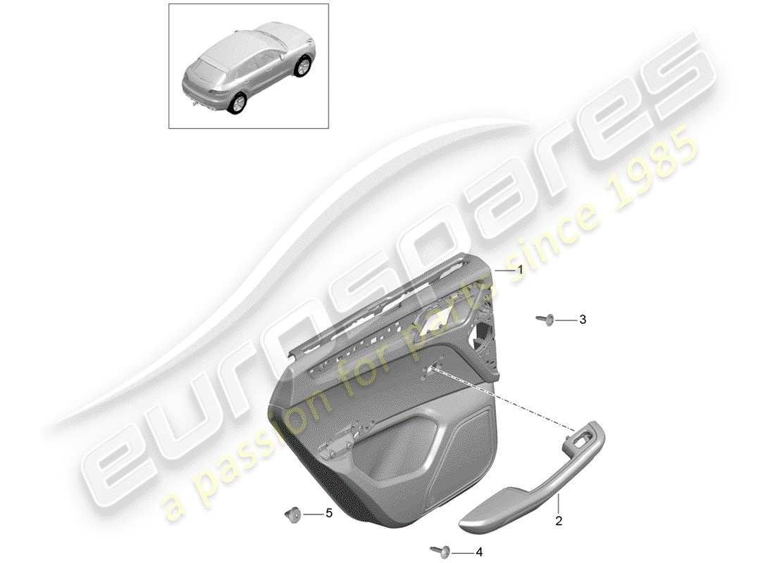 porsche 2018 (macan) door panel rear leather package two-colour slush technology part diagram