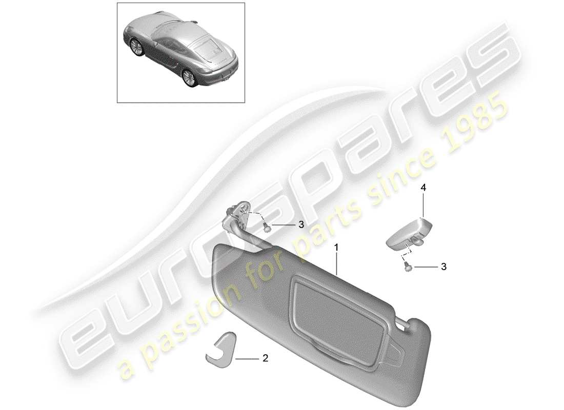 porsche 2016 (981 cayman) sun vizors d - mj 2016>> part diagram