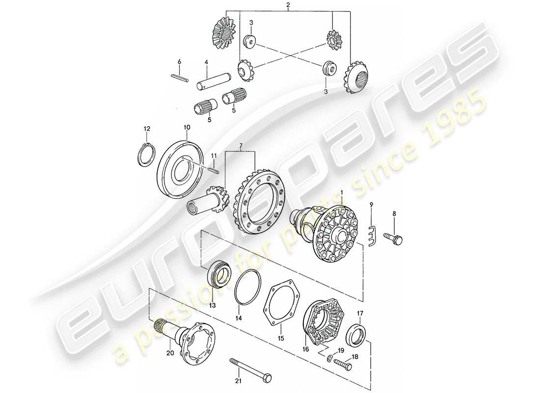 porsche 1987 (928) automatic transmission - differential 2 parts diagram