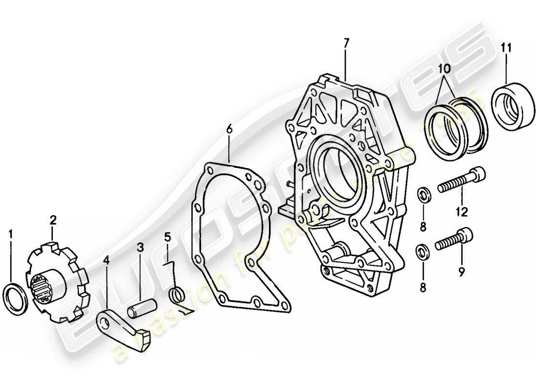 porsche 1983 (928) automatic transmission - intermediate plate - parking lock part diagram