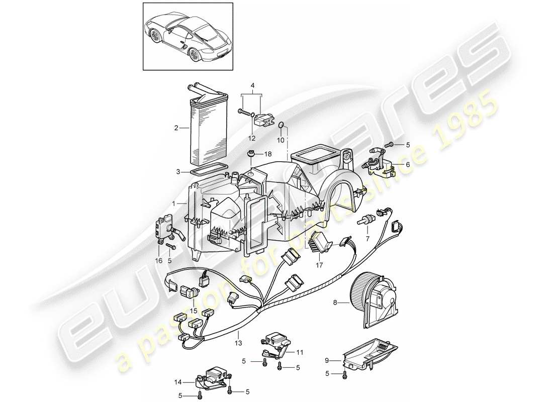 porsche cayman 987 (2007) air conditioner parts diagram