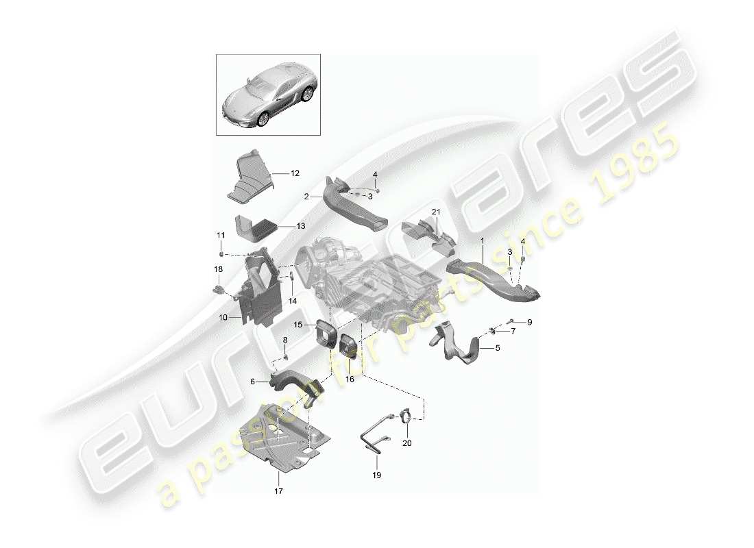 porsche 2014 (981 cayman) air guide part diagram