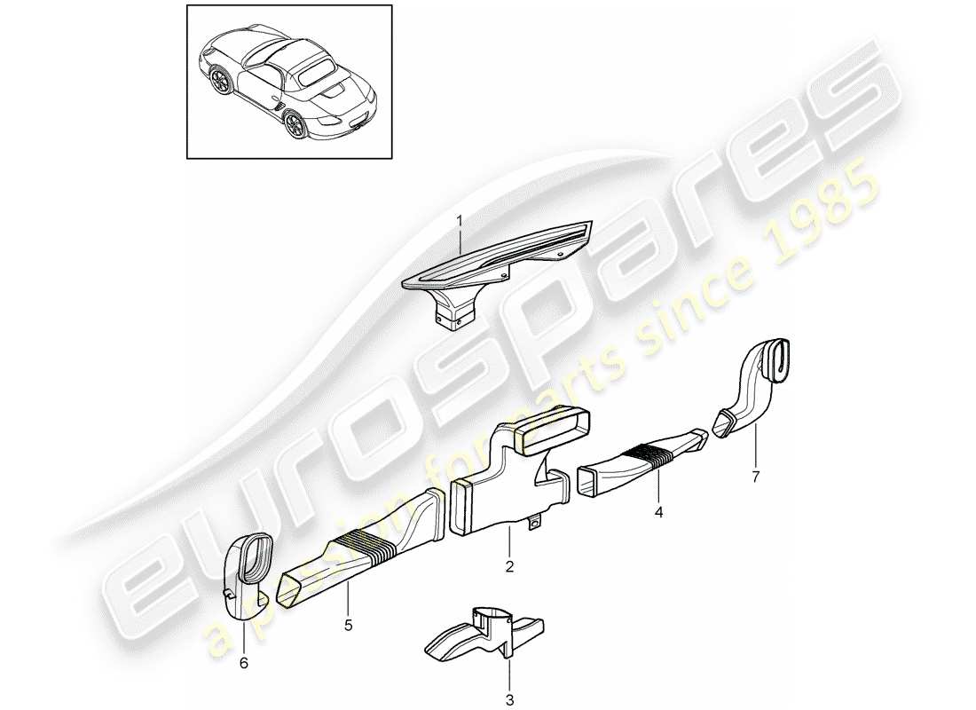 porsche 2012 (987 boxster) heater air guide parts diagram