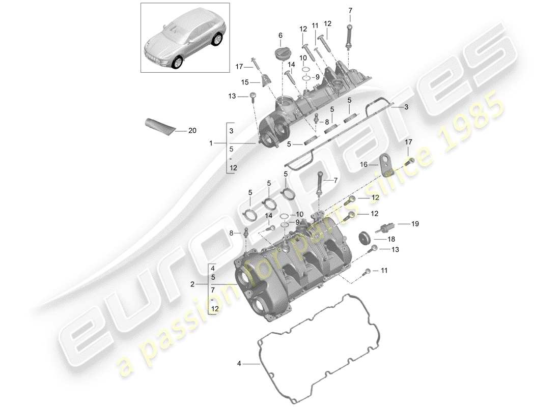 porsche 2018 (macan) valve cover part diagram