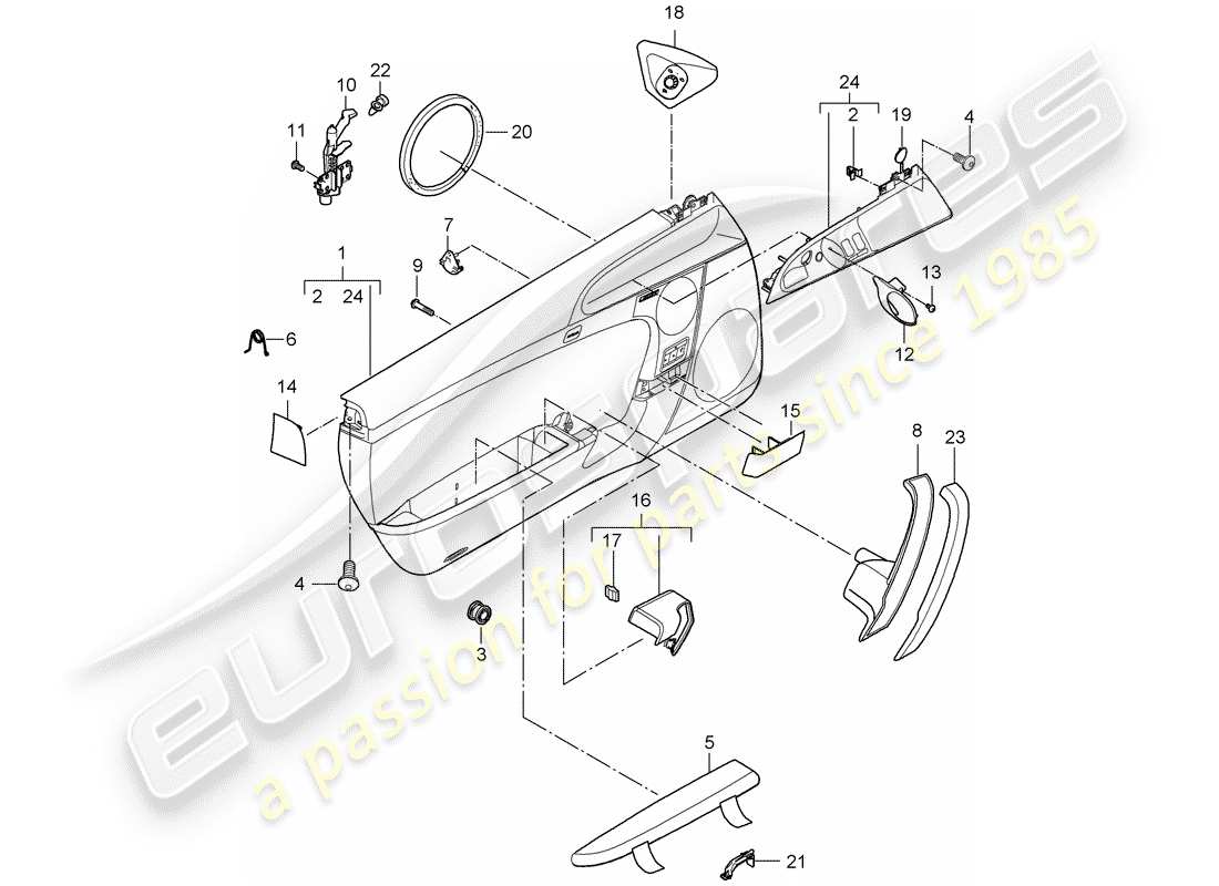 porsche 2007 (997-1 gt3) door panel parts diagram