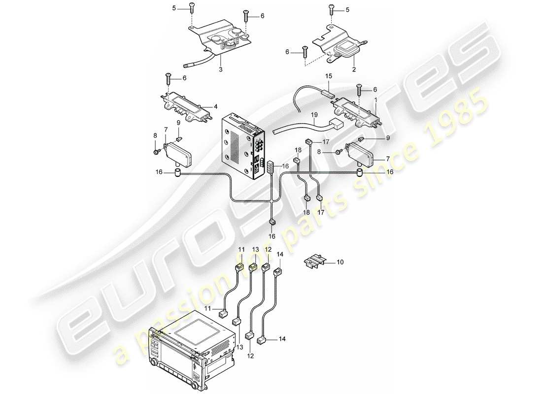 porsche 2008 (cayenne e1 9pa) aerial amplifier aerial d - mj 2009>> part diagram