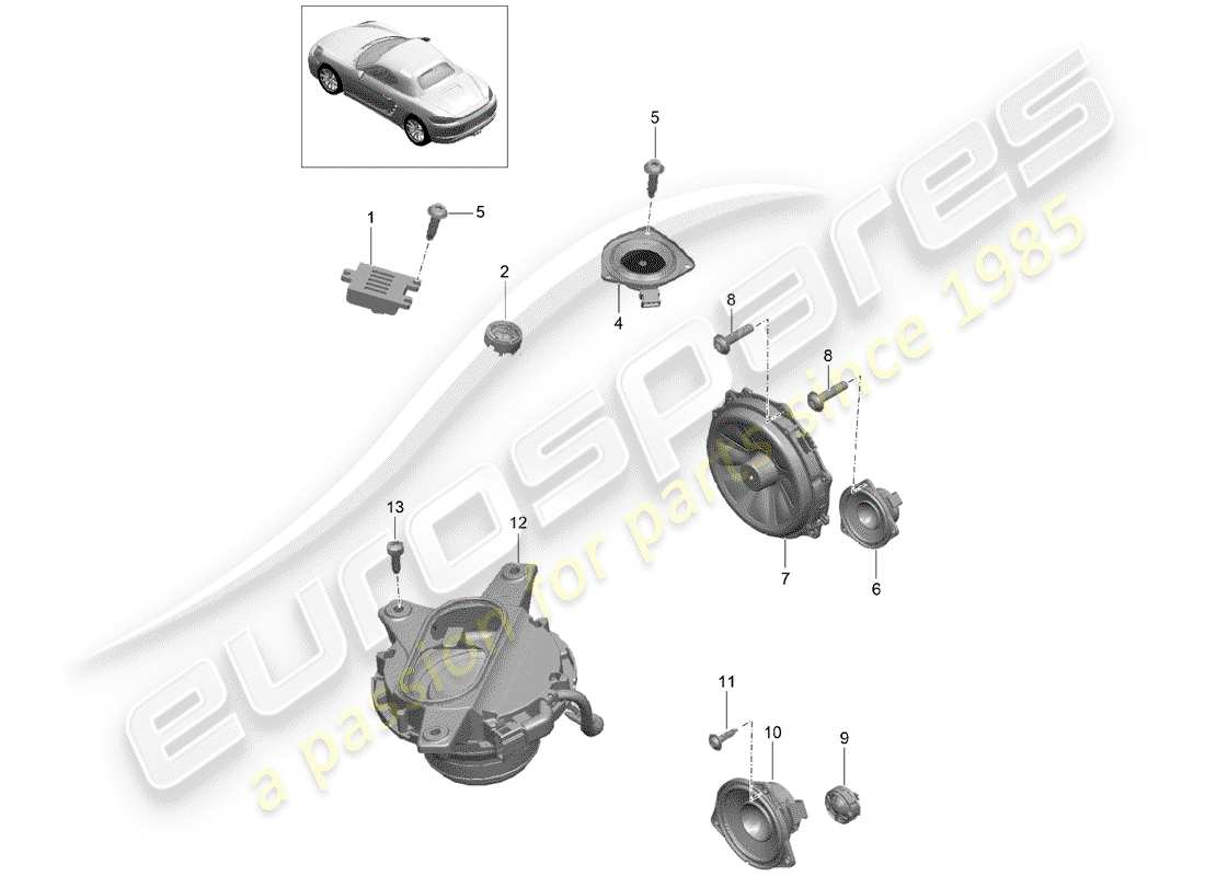 porsche 2018 (718 boxster) loudspeaker parts diagram