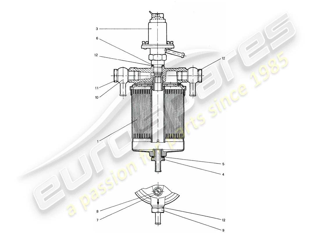 porsche 1975 (911) fuel filter - complete part diagram