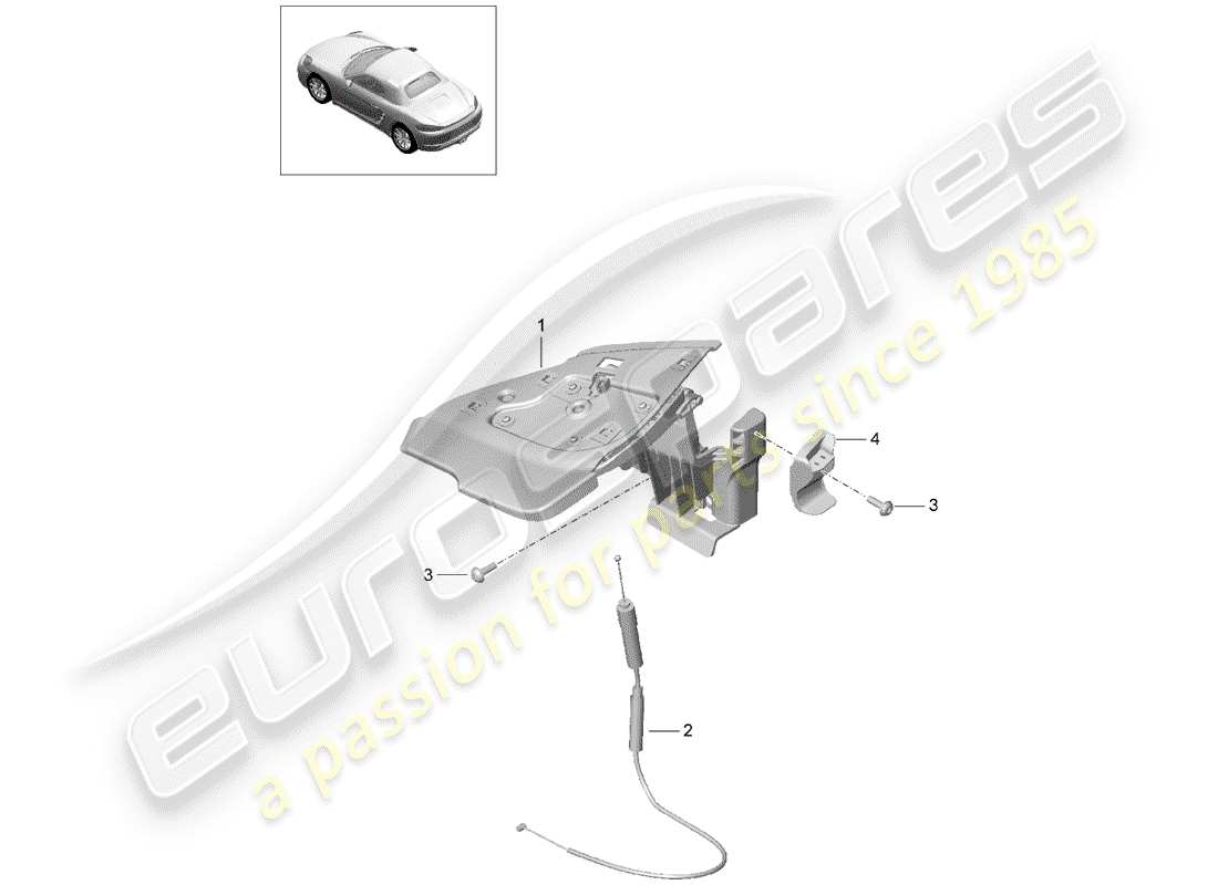porsche 2018 (718 boxster) flap side convertible top parts diagram