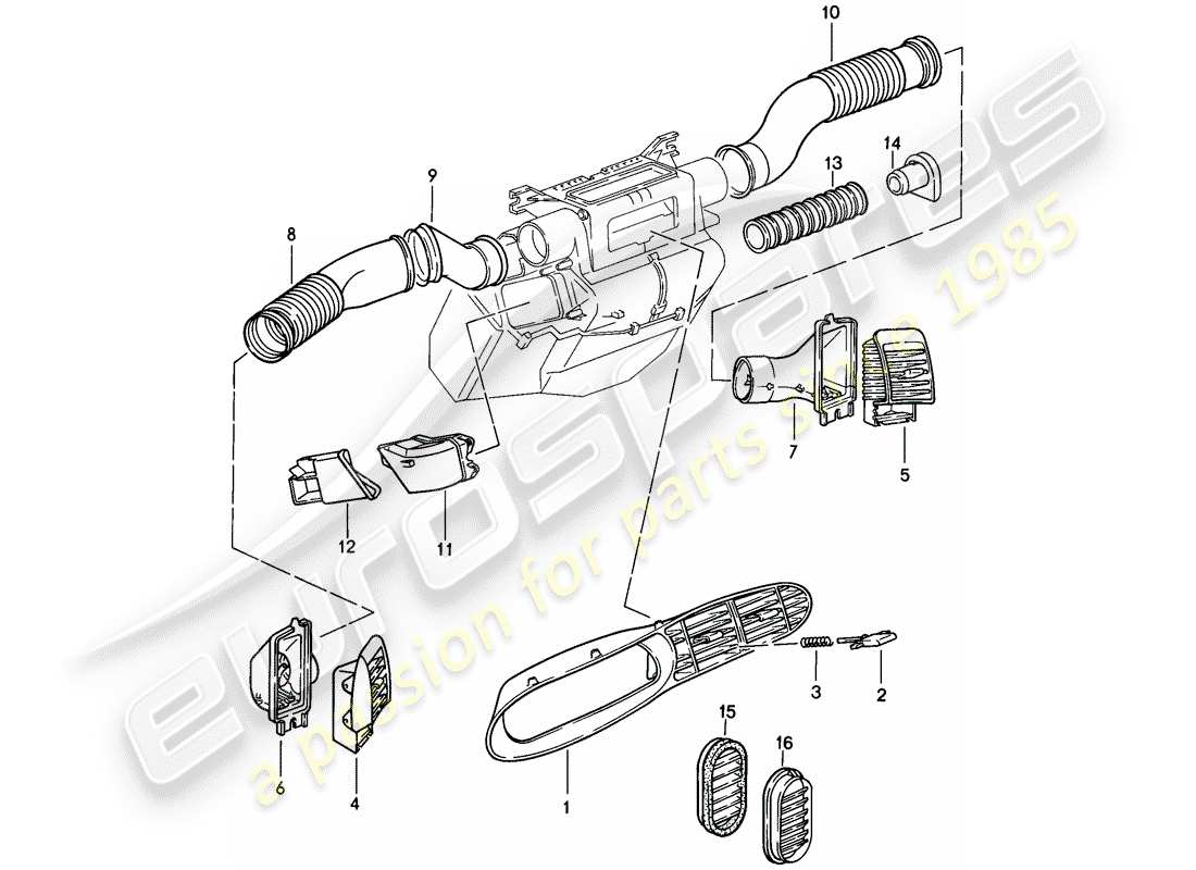 porsche 1988 (944) air duct parts diagram