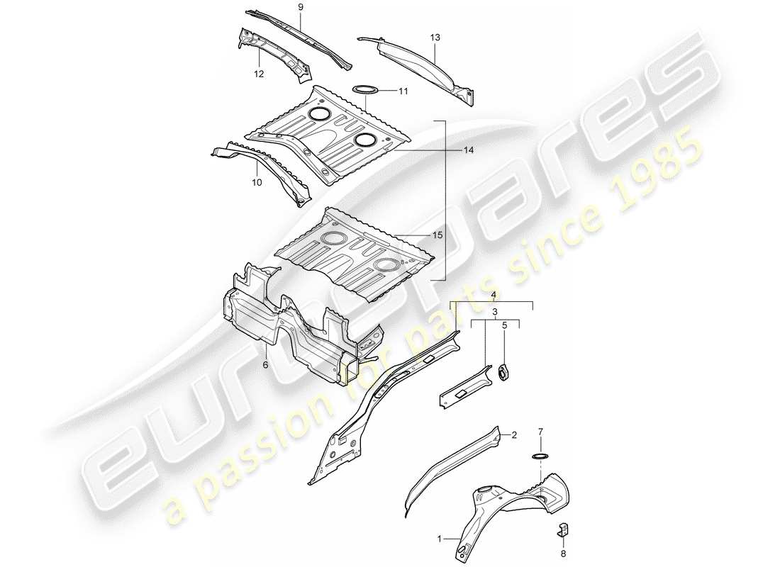 porsche 2005 (987 boxster) rear end individual parts parts diagram