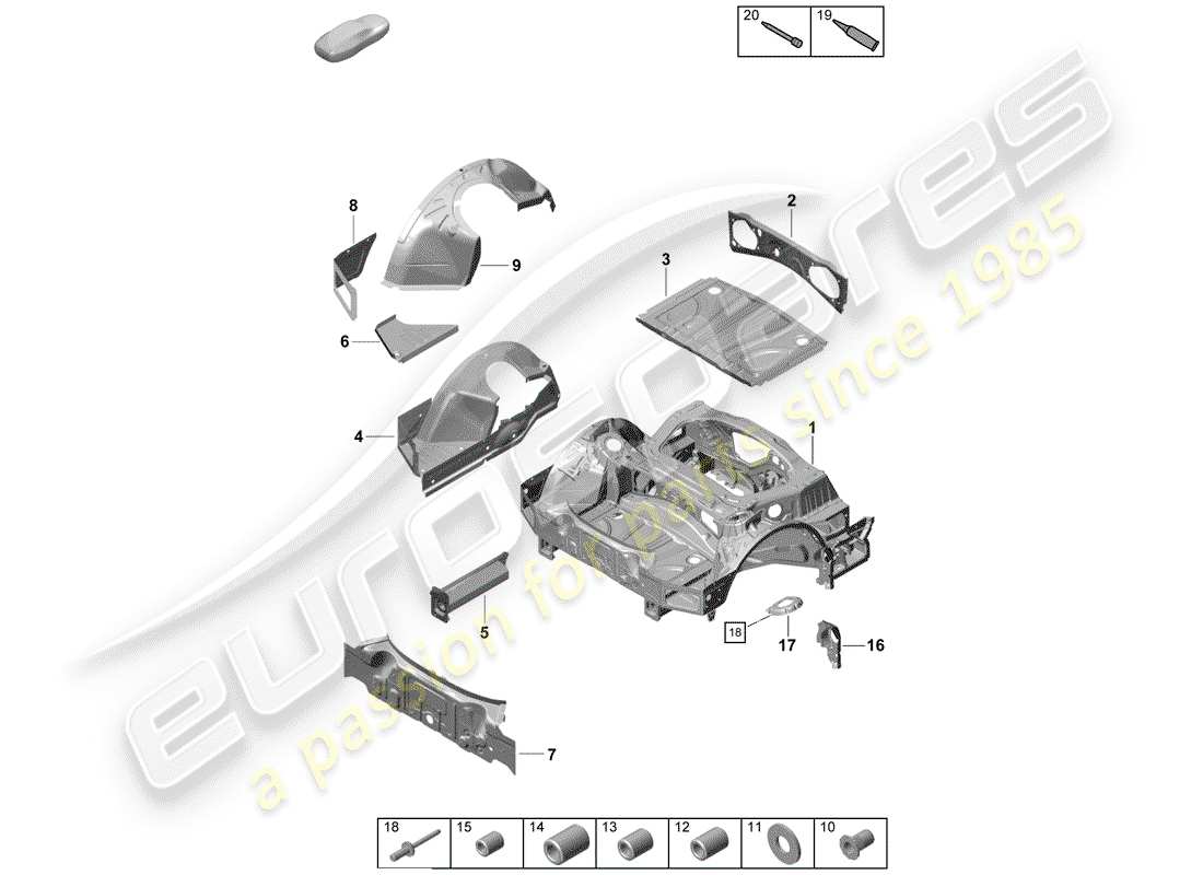 porsche 2020 (718 boxster spyder) rear end parts diagram