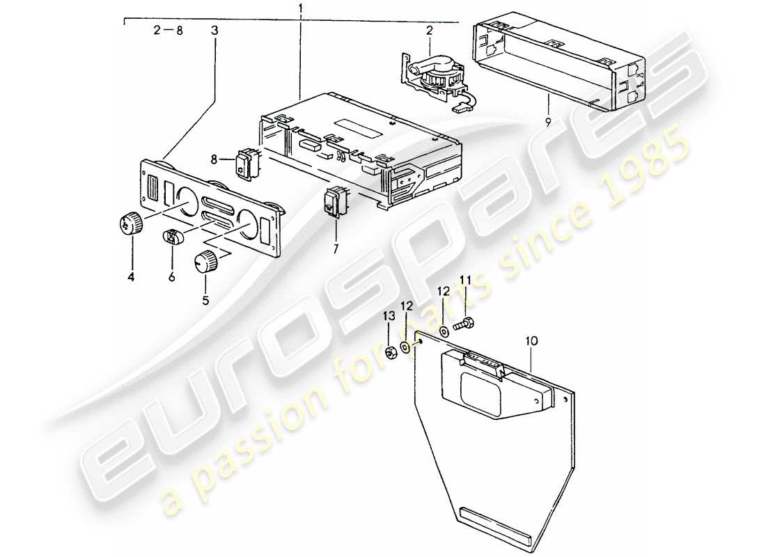 porsche 1990 (964) control switch - driver parts diagram