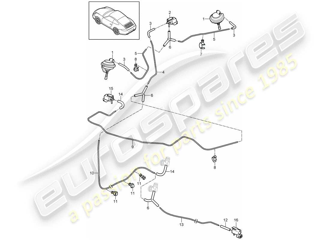 porsche 2009 (997-2) vacuum system parts diagram