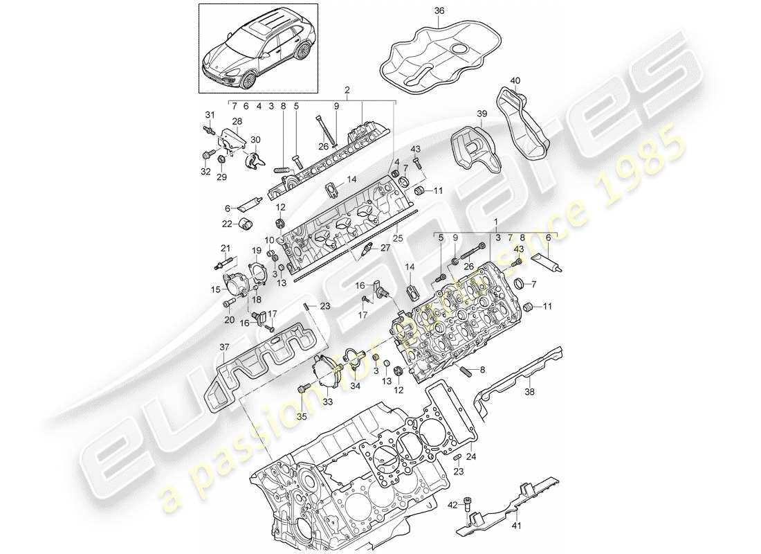 porsche 2016 (cayenne e2 92a) cylinder head part diagram