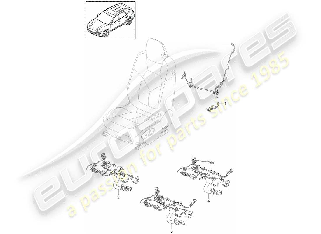 porsche 2012 (cayenne e2 92a) wiring looms standard seat comfort seat sports seat part diagram