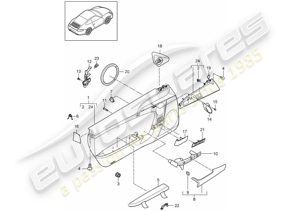 porsche 2012 (997-2) door panel parts diagram