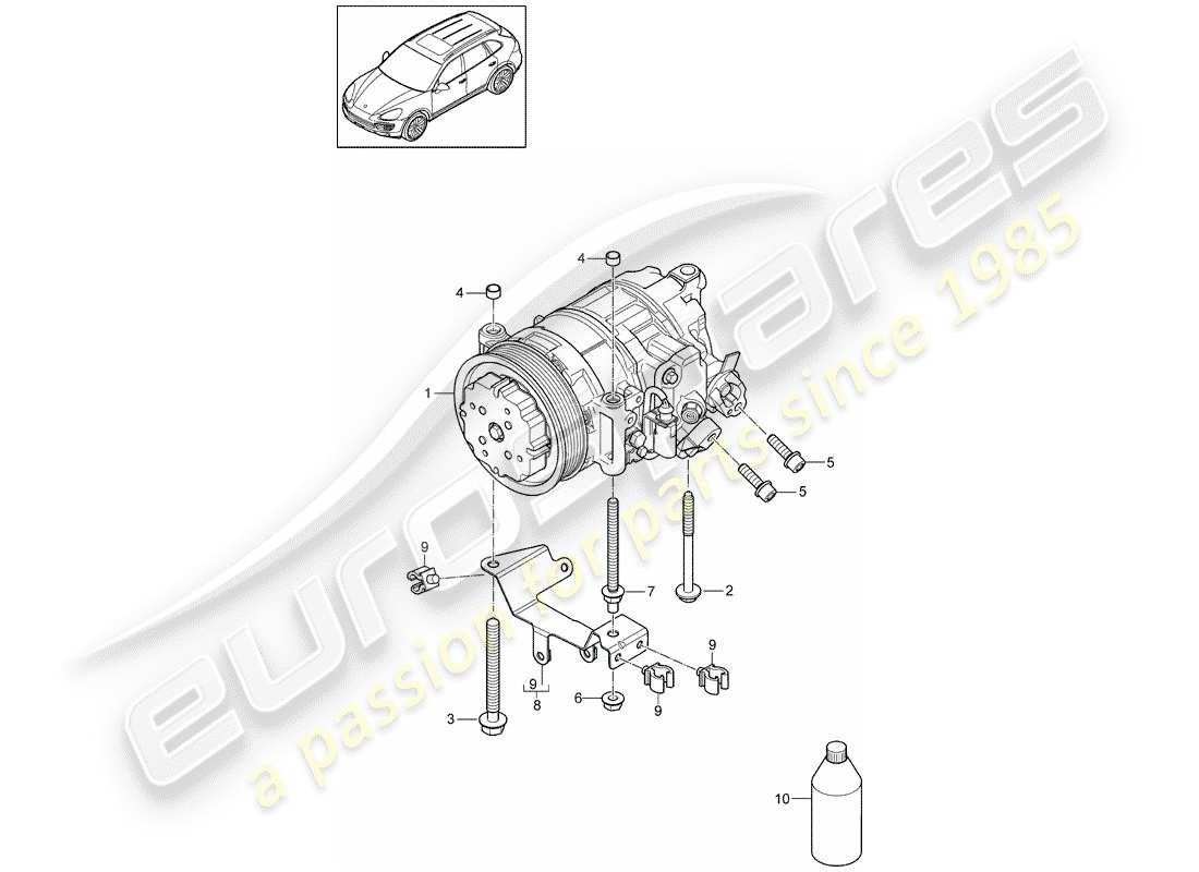 porsche cayenne e2 (2011) compressor parts diagram